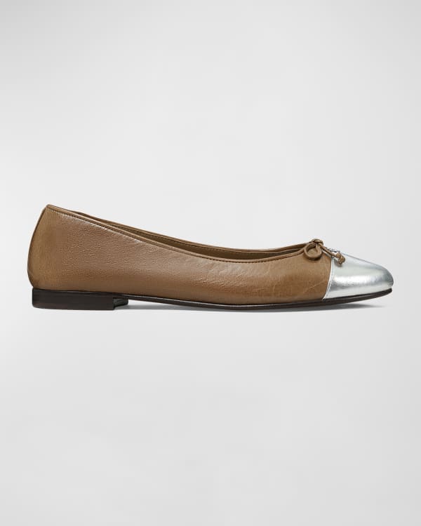 Tory Burch Chelsea Woven Metallic Leather Ballet Flats Neiman Marcus
