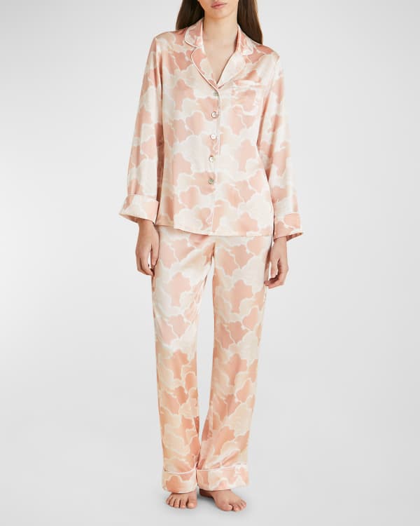 Olivia von Halle Lila Frog Print Silk Satin Pajama Set Neiman Marcus
