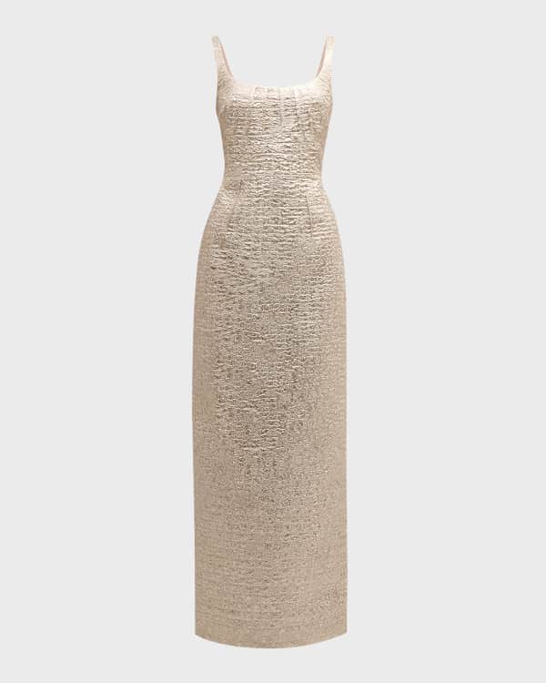 Carmen Marc Valvo Infusion Sleeveless 3D Petal Embellished Gown w Cascading Ruffle Neiman Marcus