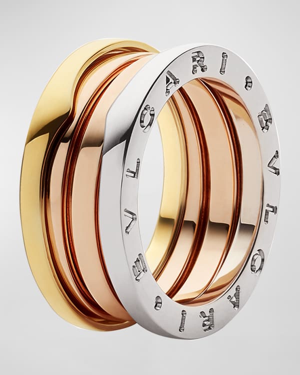 BVLGARI B.Zero1 Tricolor 18k Gold 3 Band Ring EU 52 US 6 Neiman Marcus