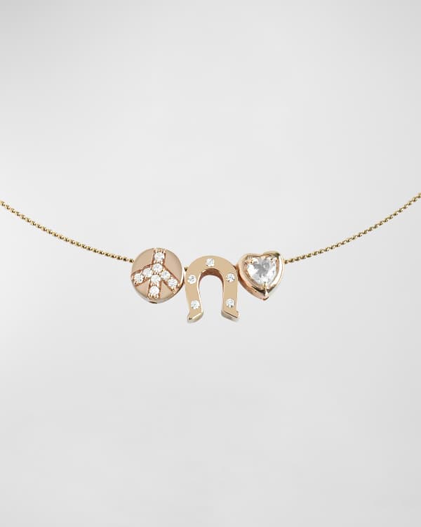 Mizuki 14K Yellow Gold Cross Necklace with One Diamond
