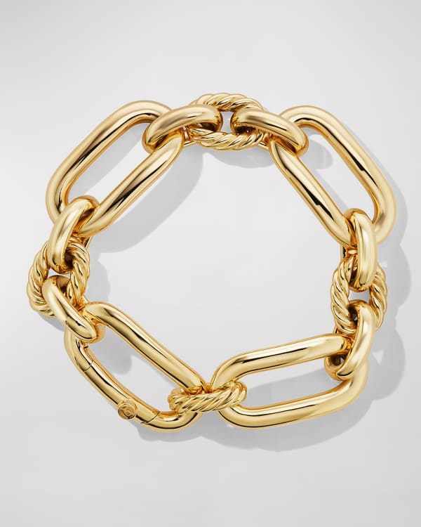 David Yurman Stax 18k Gold Faceted Bracelet with Diamonds, Size M