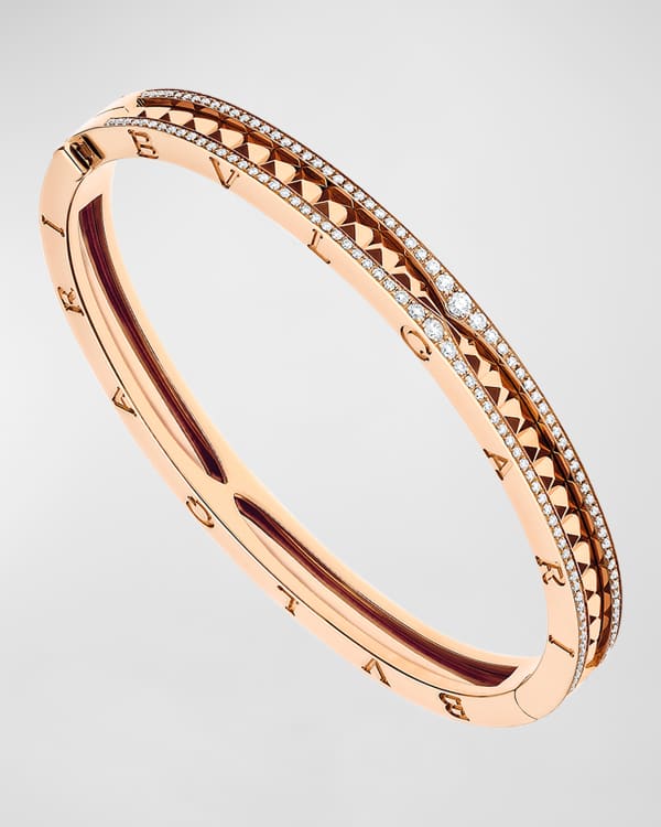 BVLGARI B.Zero1 18K Rose Gold Diamond Bangle Bracelet Size M