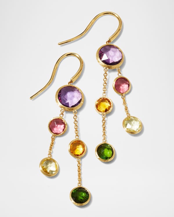 Chalcedony Diamond Dangle Earrings 10KT Yellow Gold