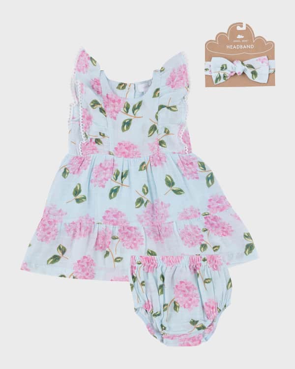 Florence Eiseman Girl's Flower-Embroidered Plaid Seersucker Dress with ...