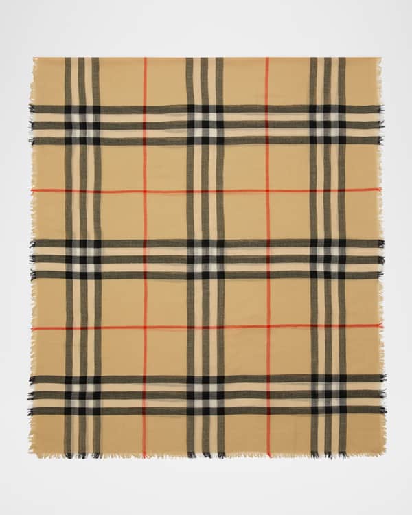 マフラー・ストール Burberry Giant Check Scarf - Burberry - Wool - Yellow BURBERRY Cashmere Giant Check Fringe Scarf Amber Yellow