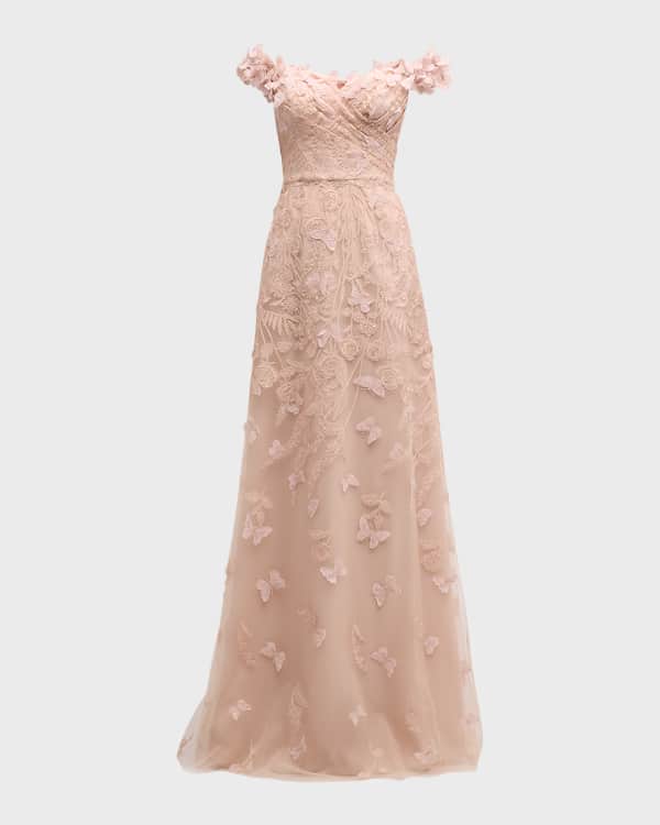 Rickie Freeman for Teri Jon CapSleeve Embroidered Tulle ALine Gown