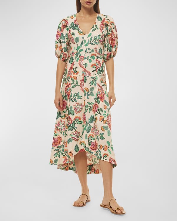 COS Belted Printed Midi Dress in Green