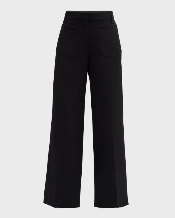 $496 Vince Women's Black Stretch Waist Seamed Wide Leg Wool Pants Size XS