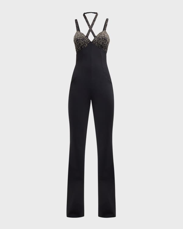 Petite Sweetheart Neck Strappy Wide Leg Jumpsuit