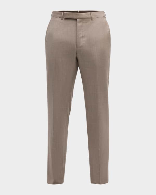 ZEGNA Men's Vicuna Flat Front Trousers | Neiman Marcus