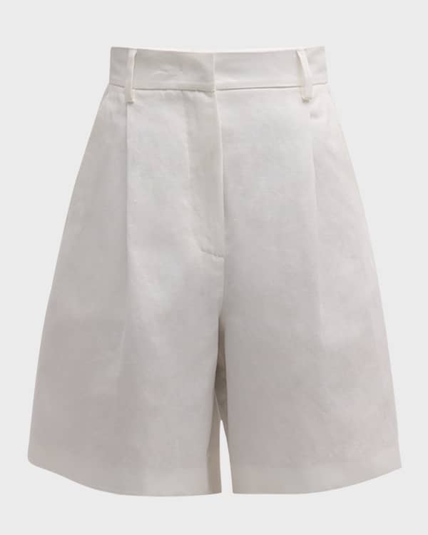 PINKO high-waist linen-blend shorts - Blue