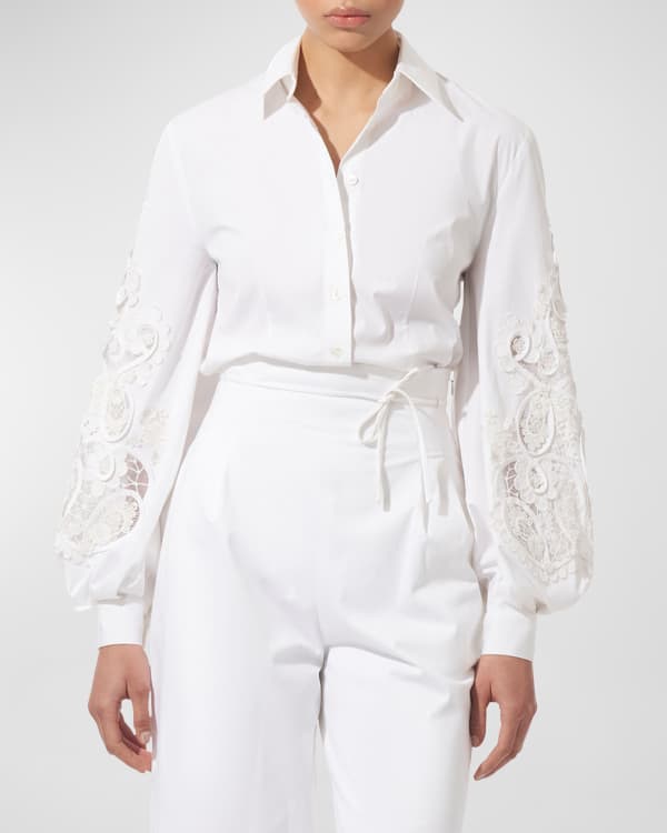 Giorgio Armani band-collar silk shirt - White