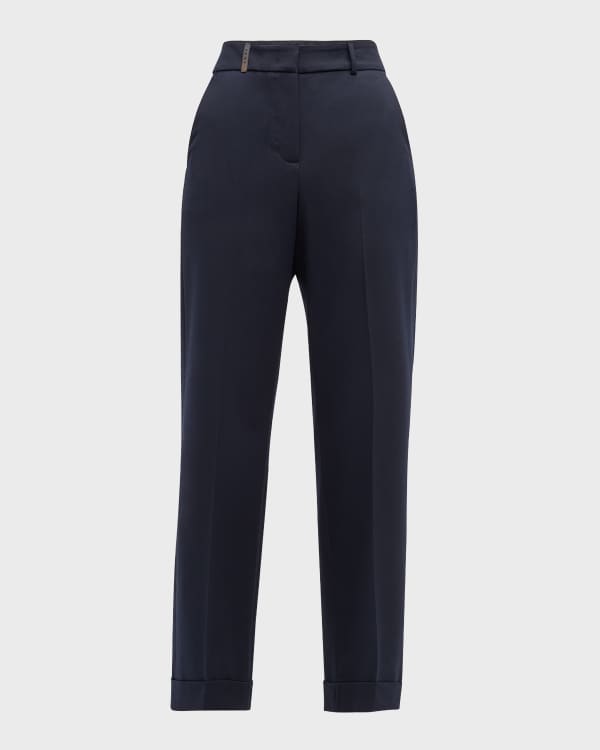 Garbardine Cropped Umstandshose navy