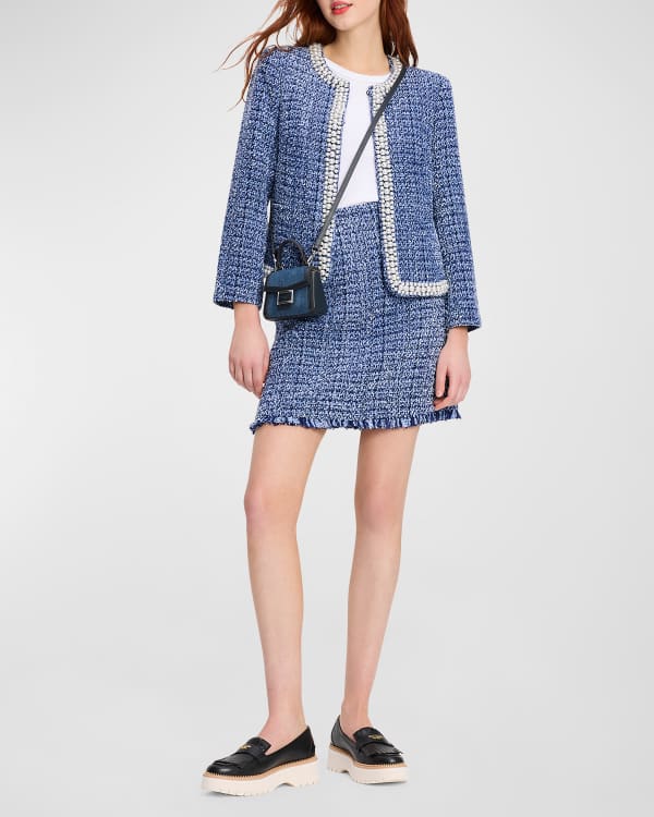 Kate spade multi deals tweed fringe coat