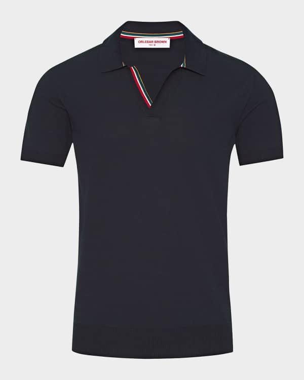 Men's Canet Textured Stripe Organic Cotton Polo Shirt
