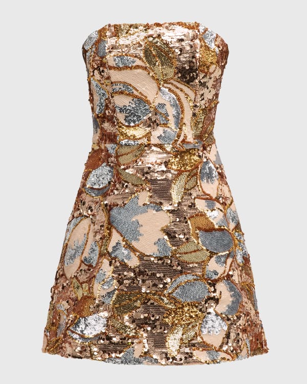Likely Reese Floral Sequined Cocktail Dress Neiman Marcus