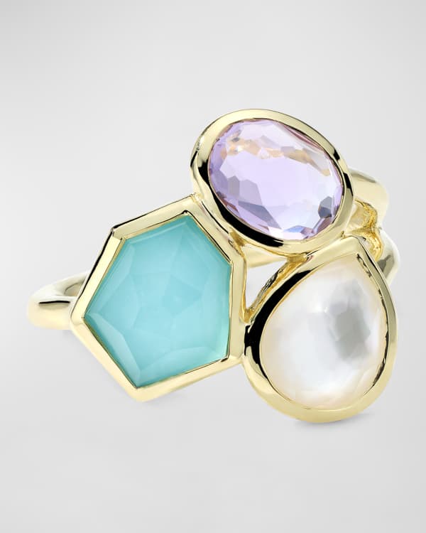 Mizuki 14k Gold Pearl and Diamond Starburst Cuff Ring