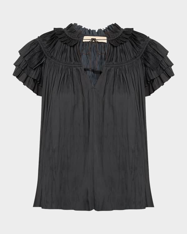 Ruffle tiered sleeve wrap top outlet