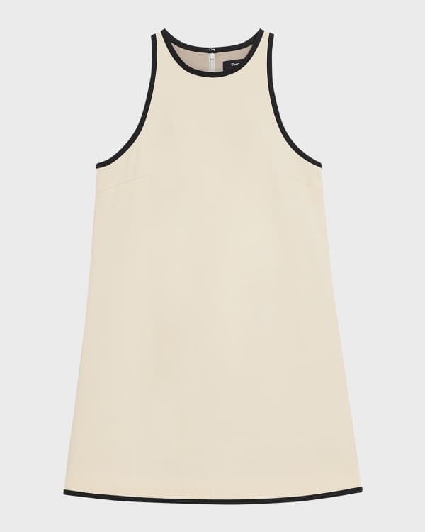 Vince Smocked Mixed Media Cami Dress in Off White