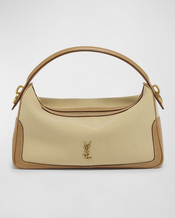 Cassandra medium top handle bag in canvas and smooth leather 2025