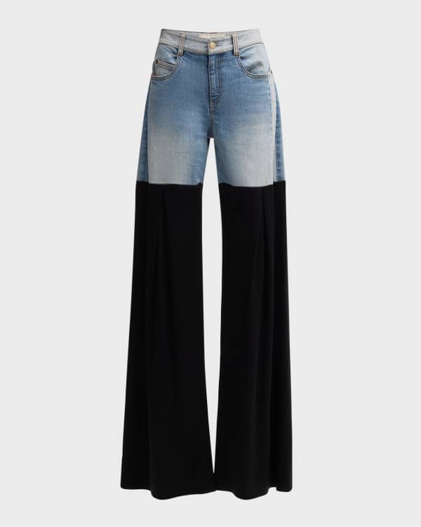 Hellessy Jasper Wide Leg Faux Suede Garter Jeans Neiman Marcus