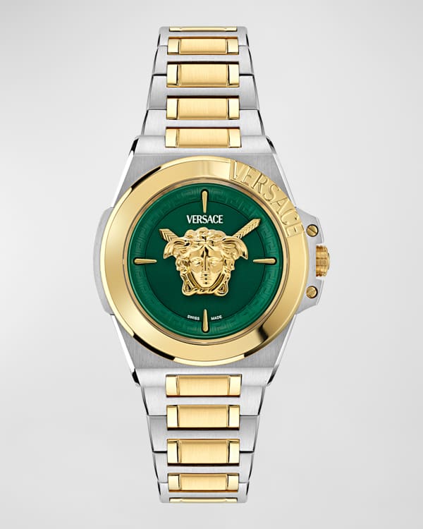 Versace 36mm Greca Icon Bracelet Watch, Two-Tone | Neiman Marcus
