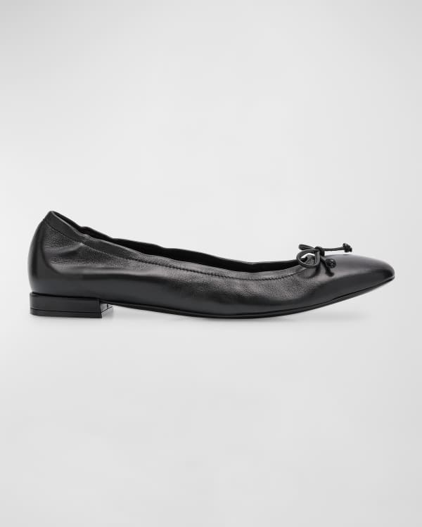 Aquatalia Pointed Crinkled Leather Ballerina Flats Neiman Marcus