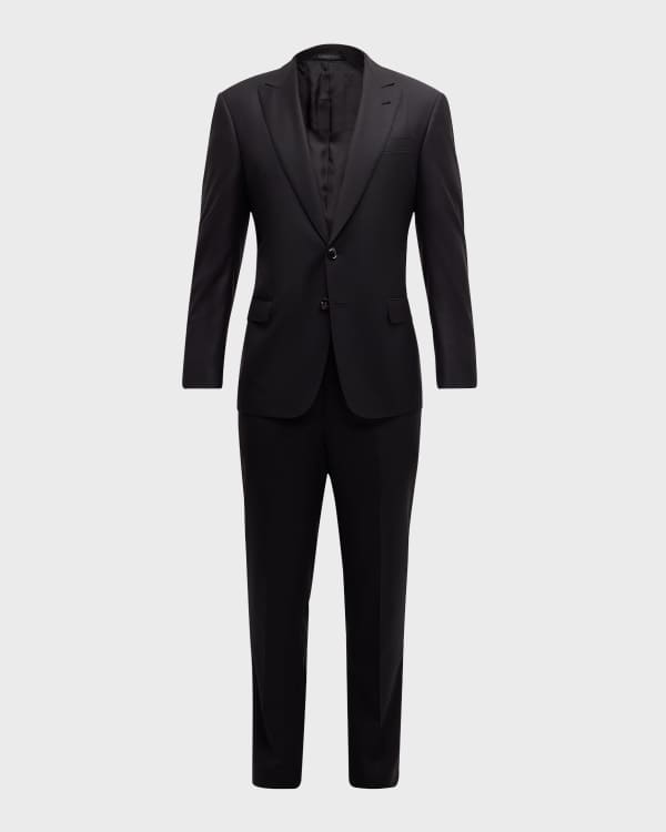 Giorgio Armani Two Button Soft Basic Suit Navy Neiman Marcus