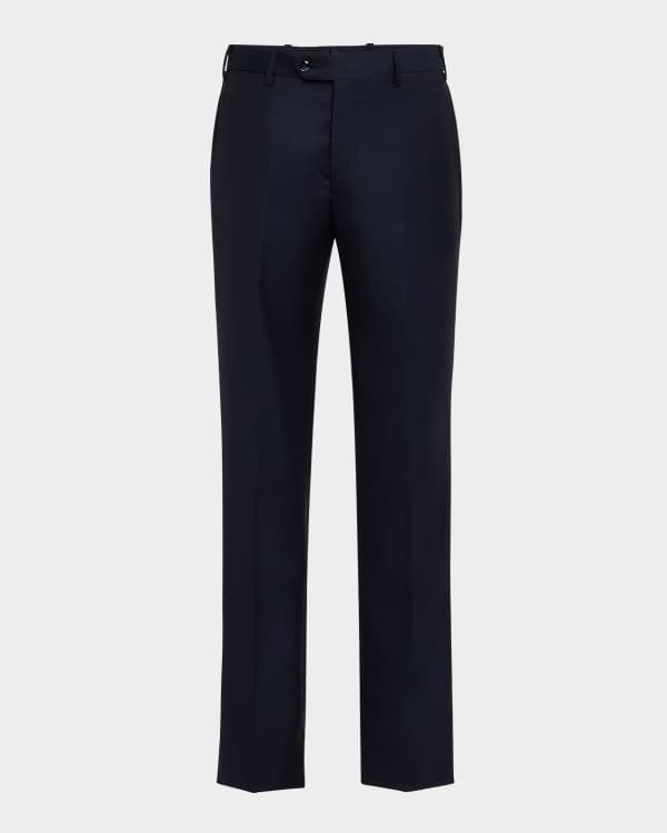 Giorgio Armani Men's Flat-Front Wool Trousers | Neiman Marcus