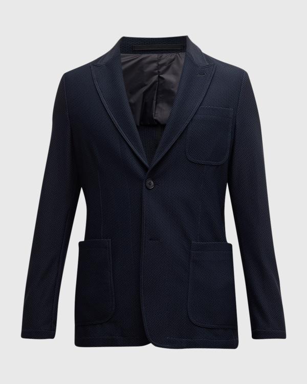 Giorgio Armani Men's Textured Band-Collar Blazer | Neiman Marcus