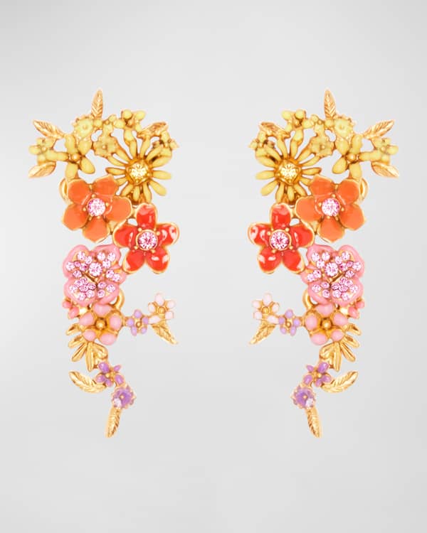 Carolina Herrera Fleur and Crystal Drop Earrings Neiman Marcus