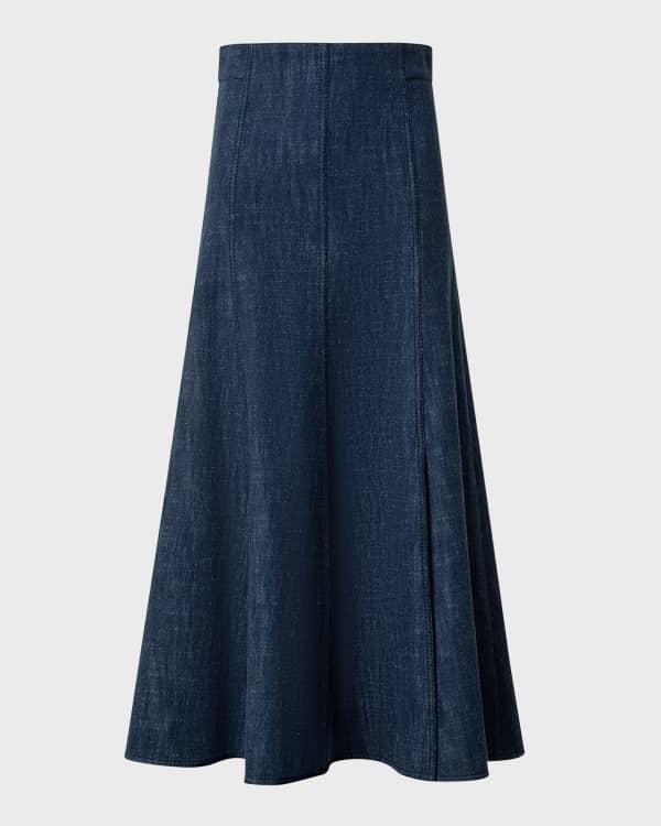 Akris punto D Ring Belted A Line Denim Mini Skirt Neiman Marcus