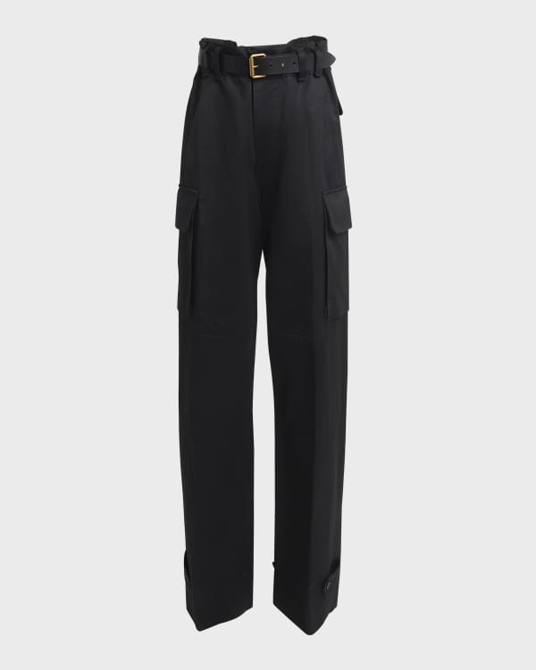 THE ROW Delton High-Rise Wide-Leg Wool Pants | Neiman Marcus