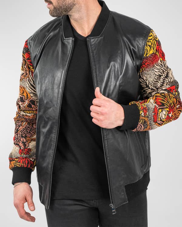 Maceoo Men s Knitted Stand Collar Bomber Jacket Neiman Marcus