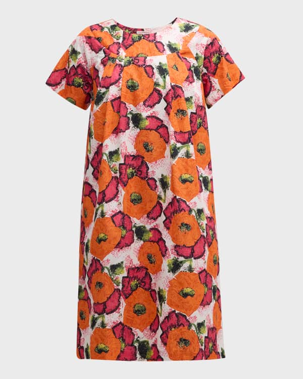 Elyse - Floral Neckline Solid Mini Dress main image 1