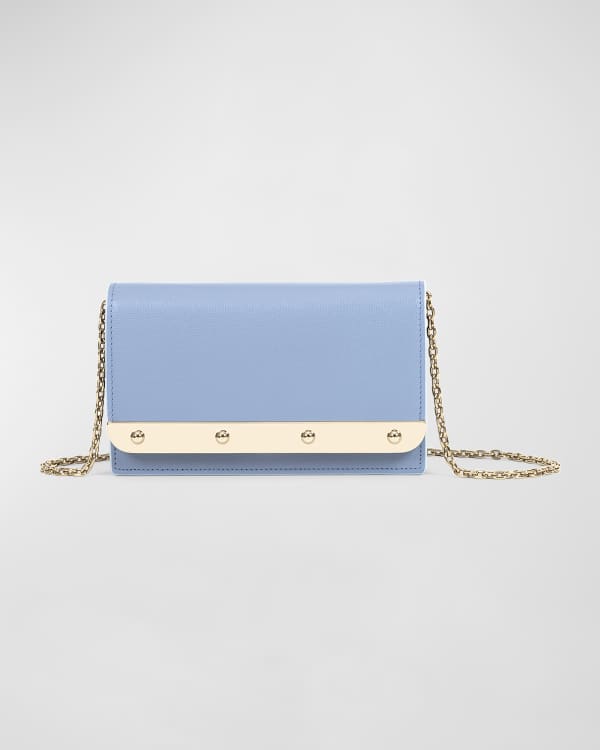 Saint Laurent Uptown Micro Raffia/Leather Wallet on Chain