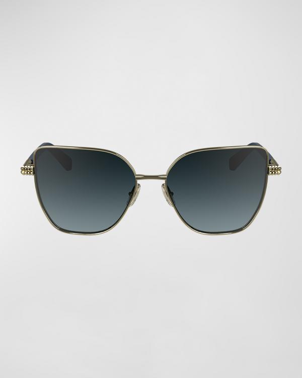 Moschino Logo Acetate Rectangle Sunglasses | Neiman Marcus display picture 3