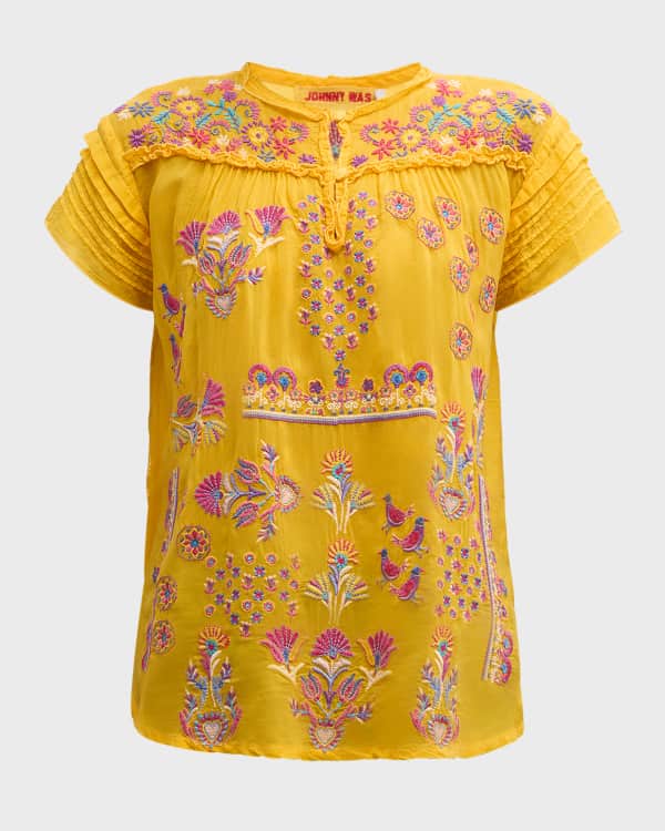 Johnny Was Petite Grace Embroidered Flare Sleeve Top Neiman Marcus