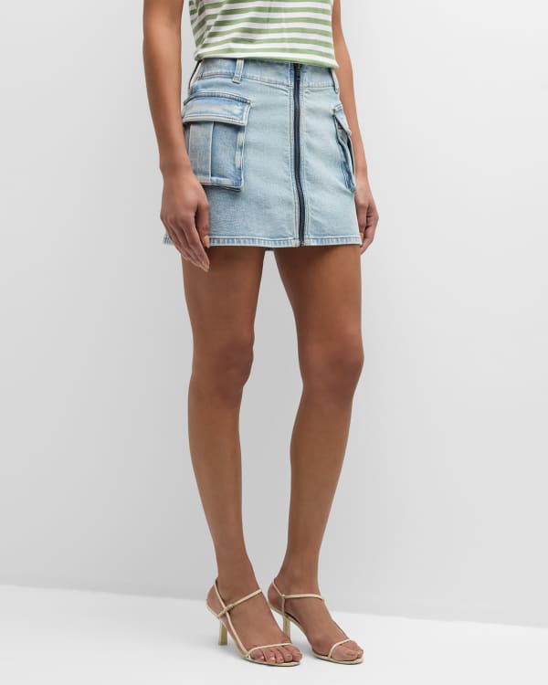 Olivia Black Denim Pleated Skirt