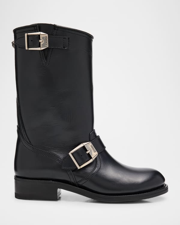 Burberry Simeon Vintage Check Moto Rain Boots Neiman Marcus