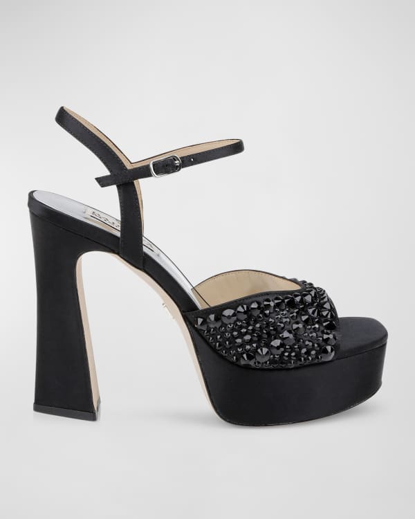 Badgley Mischka Thora Crystal Satin Ankle Strap Sandals Neiman Marcus
