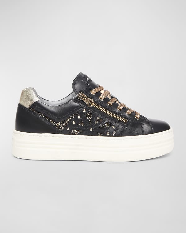 NeroGiardini Studded Mixed Leather Fashion Runner Sneakers Neiman Marcus