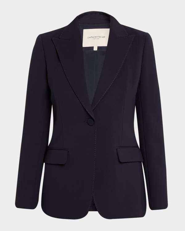 Lafayette 148 New York Gingham-Print Cotton Jacket | Neiman Marcus