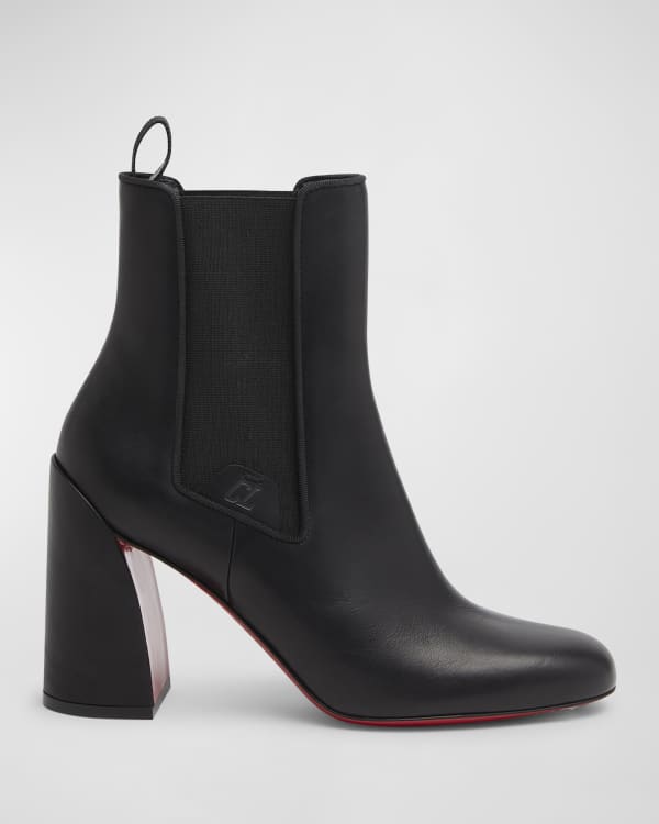 Christian Louboutin Spike Leather Chelsea Red Sole Booties Neiman Marcus