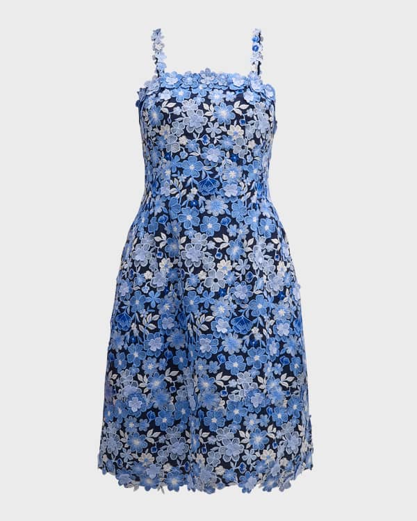 Saashi Sleeveless Button-Front Geometric Print Midi Dress with Tiered Ruffle Skirt