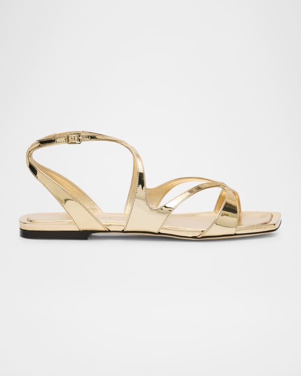 Jimmy Choo Jess Leather Crisscross Flat Sandals Neiman Marcus