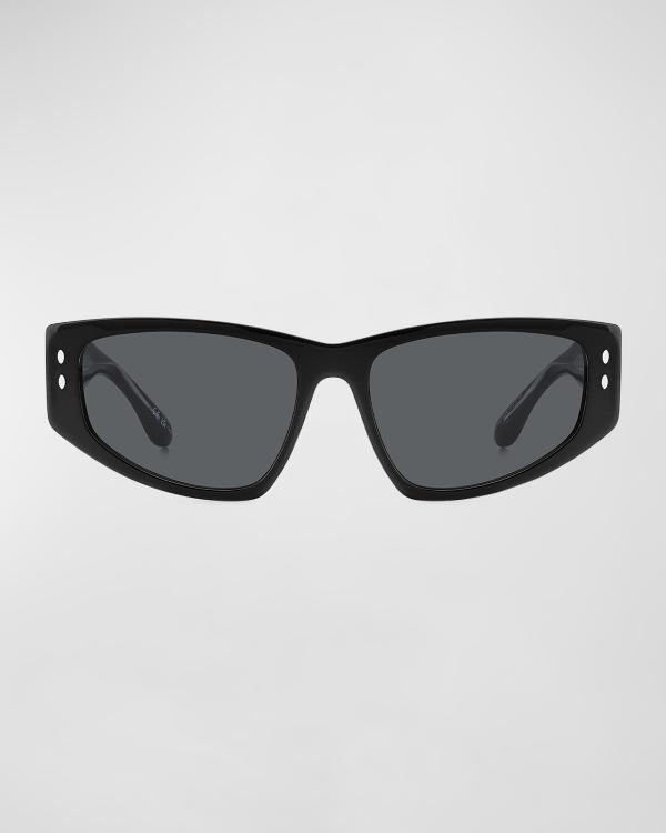 Isabel Marant Logo Acetate Rectangle Sunglasses isabel-marant-im0159s-logo-  main image 4