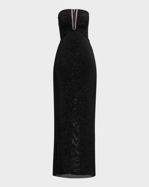 Carmen Marc Valvo Infusion Embroidered V Neck Cap Sleeve Ball Gown Neiman Marcus