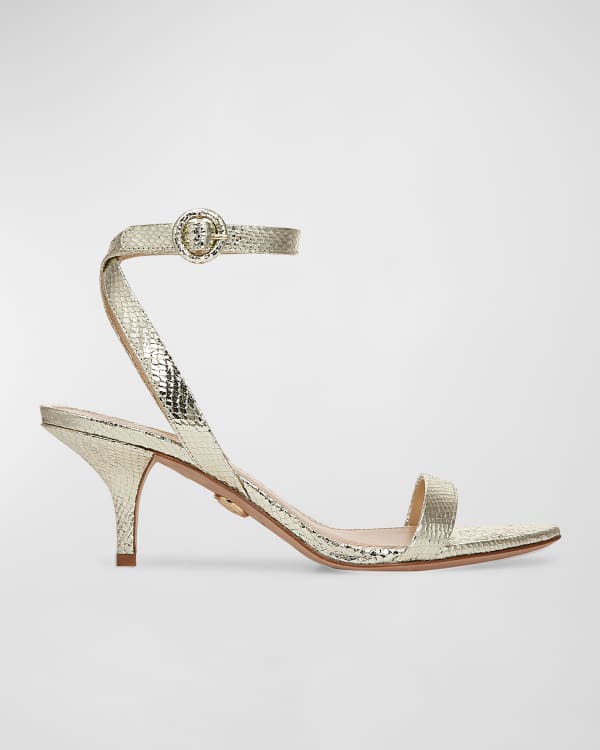 BY FAR Mia Metallic Grip Strap Sandals Neiman Marcus